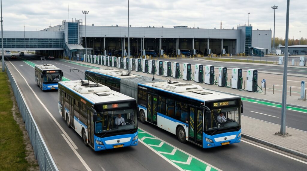 Электробусы в Москве: новые маршруты, зарядные станции и планы по замене дизельных автобусов - иллюстрация