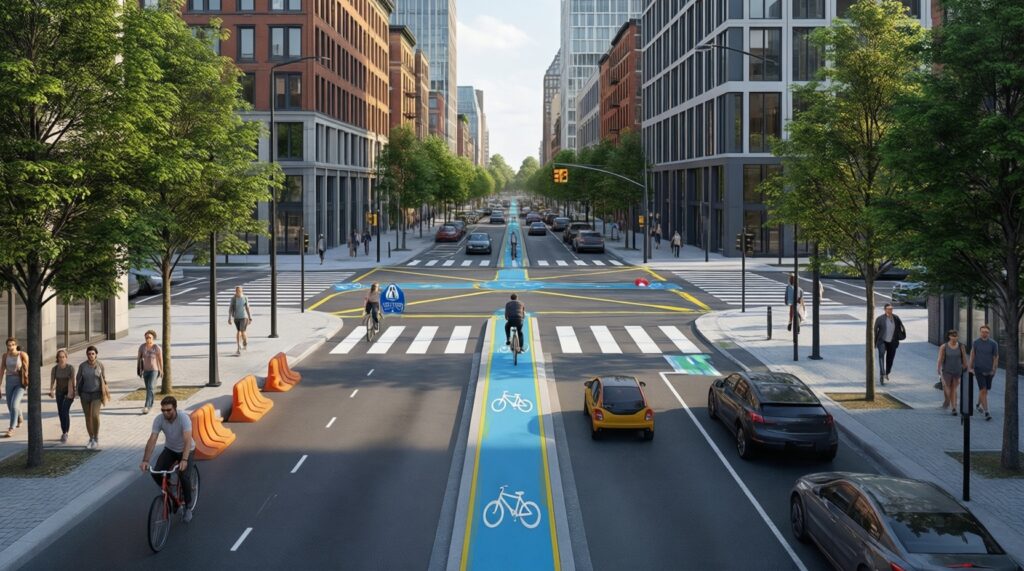 Развитие велоинфраструктуры: новые велодорожки, велополосы и велопарковки - иллюстрация