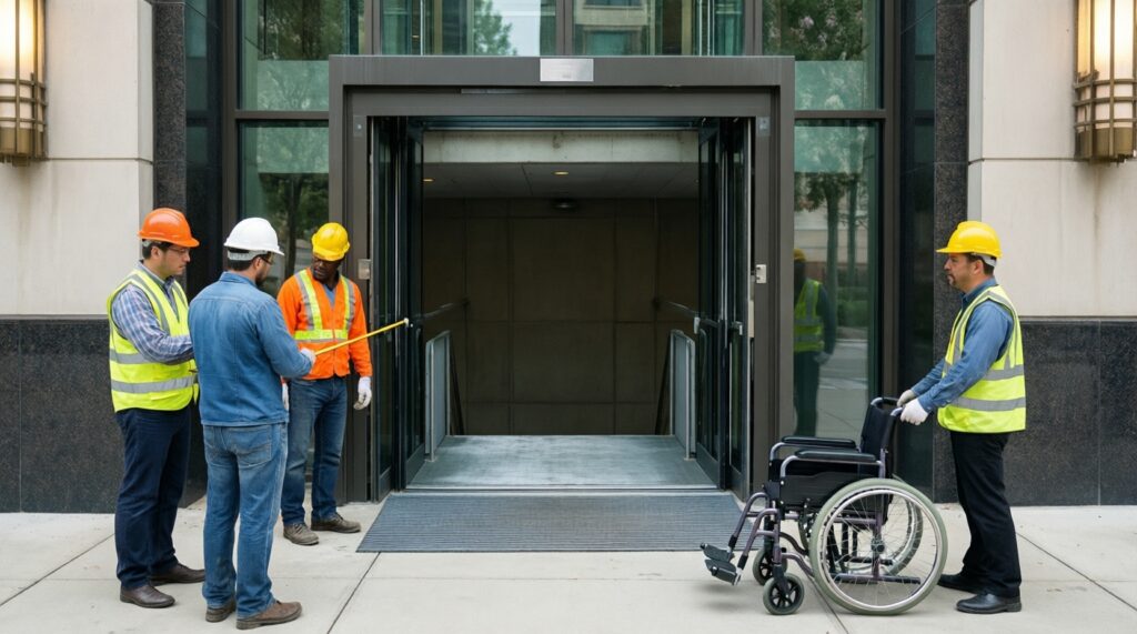 Безбарьерная среда: новые лифты, пандусы и навигация для маломобильных - иллюстрация